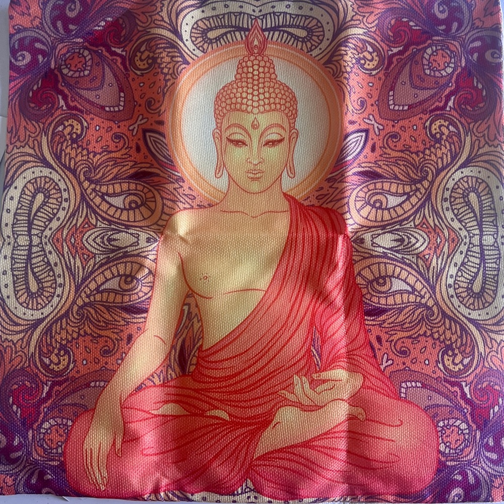 Boho Buddha Meditation Tapestry Pillow Case NWOT